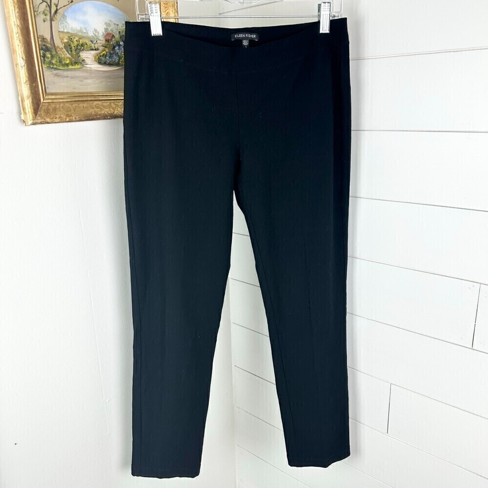 Eileen Fisher System Washable Stretch Crepe Slim Ankle Pant Black Size Small - Picture 5 of 8